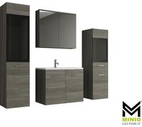 Minio, ensemble de meubles de salle de bain "MARIT 2", avec lavabo, couleur chêne bodega