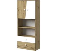 Minio, étagère, highboard "Nantes" 80 cm, chêne Artisan/blanc mat couleur