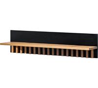 Minio, étagère murale "Melle" 80 cm, panneau décoratif avec lamelles, Chêne Artisan/Noir Mat