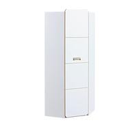 MINIO go for it - Armoire d'angle Loreto - 71x188x71 cm, Chambre des Jeunes, Chambre d'enfant, Panneau de Particules laminé, Barre de Suspension intérieure, Chêne Nash et Blanc Brillant