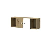 MINIO go for it - Armoire Murale Nantes, 120x41x32 cm, Etagère Murale, Etagère Suspendue, 2 Portes et 3 niches, Etagères murales, Idéal pour Le Salon ou Le Bureau - Chêne Artisan/Blanc Mat