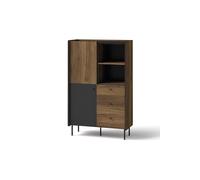 MINIO go for it - Bibliothèque 88 cm, Bibliotheque Etagere Rangement Pereto 4, Étagère Bibliothèque Salon et Bureau, Meuble Livre pour Chambre - Noyer Warmia/San Sebastian/Noir Mat Couleur