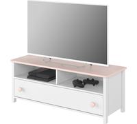 MINIO go for it, Buffet TV LUNA 13 Tiroir Blanc / Rose