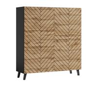 MINIO go for it, Commode à poser LOKET 4 éléments, 120 cm, Chêne Wotan/ Noir Couleur