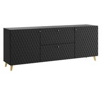 MINIO go for it, commode "LOKET" 180 cm, façade en MDF avec motif 3D, couleur noire