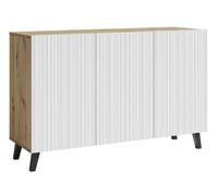 MINIO go for it, Commode, LOKET Buffet 3 portes, 120, Chêne Aristan / Couleur blanc