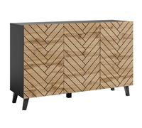 MINIO go for it, Commode, LOKET Buffet 3 portes, 120, Chêne Wotan / Noir