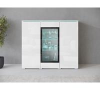 MINIO go for it, commode "VEVE", 120 cm, vitrine, avec façade en verre, façades brillantes, blanc couleur