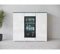 MINIO go for it, commode "VEVE", 120 cm, vitrine, avec façade en verre, façades brillantes, graphite/blanc couleur