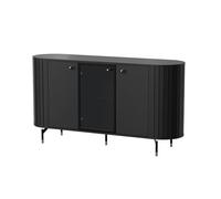 MINIO go for it, Commode ZAMA, 150 cm, avec Porte vitrée, côtés arrondis décoratifs, Couleur Noire