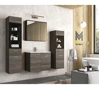 MINIO go for it - Ensemble de Meubles De Salle de Bain 4 Pièces Marit 2 I Élément Mural Moyen Et Grand sans Éclairage LED I Meuble Miroir Mural I Meuble avec Lavabo I Chêne Bodega