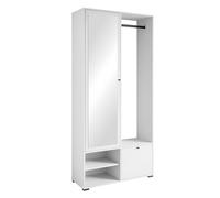 MINIO go for it - Ensemble de penderie Largeur 90 cm, Ensemble de penderie d'entrée DAFNI avec Miroir, Ensemble de penderie avec étagère et Meuble à Chaussures, Meuble d'entrée - Couleur Blanc