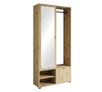 MINIO go for it - Ensemble de penderie Largeur 90 cm, Ensemble de penderie d'entrée DAFNI avec Miroir, Ensemble de penderie avec étagère et Meuble à Chaussures, Meuble d'entrée - Couleur chêne Artisan