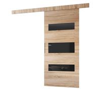 MINIO go for it - Ensemble de porte coulissante CLEAN D 106 cm de large | Montage mural, système de porte coulissante, portes intérieures - chêne Sonoma
