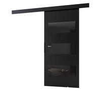 MINIO go for it - Ensemble de porte coulissante CLEAN E 106 cm de large | Montage mural, système de porte coulissante, portes intérieures - Noir