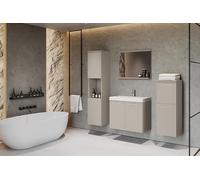 MINIO go for it - Ensemble de Salle de Bain 4 pièces Molo, Comprenant Un Miroir avec étagère, Un lavabo avec Meuble Vasque et Une Armoire Murale. Couleur : Beige Cachemire.
