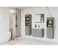 MINIO go for it - Ensemble de Salle de Bains Marit, Miroir avec étagère, Vasque avec éclairage LED, Panneaux de Particules mélaminés, Coloris : Vert Matcha
