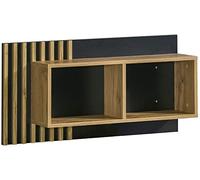MINIO go for it - Étagère Murale Lamia 11, 90x46,1x21,6 cm, Étagère en Panneau Stratifié Durable, Résistant à la Saleté et à l'abrasion, Style Moderne, Chêne Wotan/Couleur Noir Mat