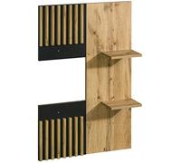 MINIO go for it - Étagère Murale Lamia 13, 74x107,1x16,6 cm, Étagère en Panneau Stratifié Durable, Résistant à la Saleté et à l'abrasion, Style Moderne, Chêne Wotan/Couleur Noir Mat