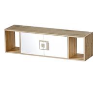 MINIO go for it - Etagère Murale Nimes 12, 120x33x31 cm, Armoire Suspendue avec 2 Portes, Vitrine Suspendue avec 3 Niches, Etagère Murale en Panneau de Particules Laminé, Couleur Chêne Clair/Blanc