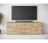 MINIO go for it, grande commode "VEVE", 180 cm, avec façades brillantes, 2 portes, 2 tiroirs, couleur chêne Wotan