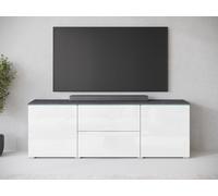MINIO go for it, grande commode "VEVE", 180 cm, avec façades brillantes, 2 portes, 2 tiroirs, graphite/blanc couleur