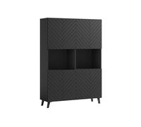 MINIO go for it - Highboard Commode 120 cm, Rangement 4 Portes, Loket, Salon, Meuble Noir Graphite
