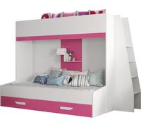MINIO go for it, Lit superposé "PARTY 17", Lit d'enfant, Rose / Couleur blanche