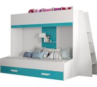 MINIO go for it, lit superposé "PARTY 17", lit enfant, turquoise / blanc