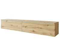 MINIO go for it - Lowboard TV Donna, 180 cm, Debout ou Suspendu, Meuble Salon, Panneaux de Particules stratifiés, Chêne Artisan, avec Éclairage LED