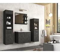 MINIO go for it - Marit 1 - Ensemble de Meubles De Salle de Bain 4 Pièces I Meuble Salle de Bain avec lavabo Inclus I Meuble Salle de Bain avec Vasque 60 cm I Suspendus I sans LED I Couleur Matera