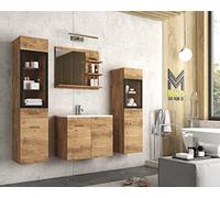 MINIO go for it - Marit 1 Ensemble de Meubles De Salle de Bain 4 Pièces I Meuble Salle de Bain avec lavabo Inclus I Meuble Salle de Bain avec Vasque 60cm I Suspendus I sans LED Châtaigne De Wroclaw
