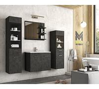 MINIO go for it - Marit 1 - Ensemble de Meubles De Salle de Bain 4 Pièces I Meuble Salle de Bain avec lavabo Inclus I Meuble Salle de Bain avec Vasque 60 cm I Suspendus I avec LED I Matera Couleur