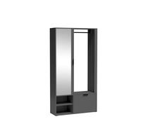 MINIO go for it - Meuble D'entrée avec Miroir 100 cm de Large, Vestiaire D'entrée Milo, Porte Manteau avec Rangement Chaussures, Meuble D'entrée avec Rangement - Graphite