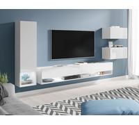 MINIO go for it, Meuble-paroi "AMY", 4 pièces, suspendu, avec éclairage LED, blanc mat/blanc brillant couleur