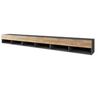 MINIO go for it - Meuble TV Anne, 300x30x33 cm, lowboard, avec Portes et niches Ouvertes, Couleur : Châtaigne Breslau/Matera Graphite