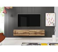 MINIO go for it, Meuble TV, Armoire TV "DONNA", 140cm, fixe, suspendu, Avec éclairage LED, Couleur chêne Wotan