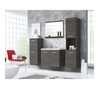 MINIO go for it - Meubles de Salle de Bain Ensemble 4 Pièces Molo, 2X Armoire Murale Salle de Bain, 1x Miroir Salle de Bain avec Étagère, 1x Meuble avec Lavabo, Meuble de Salle de Bain - Bodega Pin
