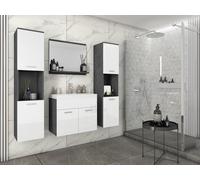 MINIO go for it, Meubles de salle de bains, Ensemble de 4 pièces, "MONAL", avec lavabo, Matera / Couleur blanche