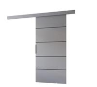 MINIO go for it - Porte Coulissante Interieur 76 cm, Système Porte Coulissante PRIM 2K, Porte Interieur, Portes Coulissantes - Baguette Décorative en Chêne Sonoma, Gris/Noir