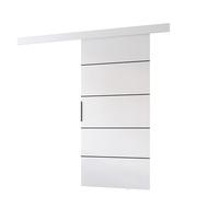 MINIO go for it - Porte Coulissante Interieur 96 cm, Système Porte Coulissante PRIM 2K, Porte Interieur, Portes Coulissantes - Baguette Décorative en Chêne Sonoma, Blanc/Noir