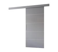 MINIO go for it - Porte Coulissante Interieur avec Rail CLEAN B, Portes Coulissantes Murales Intérieures, Coulis, Complet Raille Doors, Ensemble Porte Interieur (Gris Mat 76x205 cm)