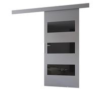 MINIO go for it - Porte Coulissante Interieur avec Rail CLEAN E, Portes Coulissantes Murales Intérieures, Coulis, Complet Raille Doors, Ensemble Porte Interieur (Gris Mat 106x205 cm)