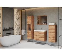 MINIO go for it, Salle de bain, Ensemble de meubles de salle de bain 4 pièces "MOLO", avec lavabo, couleur chêne Wotan