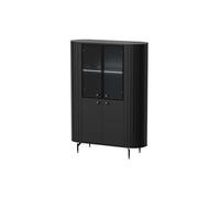 MINIO go for it, vitrine Haute ZAMA 155/112,3/40 cm, avec Portes vitrées, avec éclairage LED, côtés arrondis décoratifs, Couleur Noire