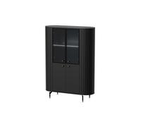 MINIO go for it, vitrine haute "ZAMA" 155 / 112,3 / 40 cm, avec portes vitrées, avec éclairage LED, côtés arrondis décoratifs, couleur noire