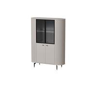 MINIO go for it, vitrine haute "ZAMA" 155 / 112,3 / 40 cm, avec portes vitrées, avec éclairage LED, côtés arrondis décoratifs, couleur Cashmire