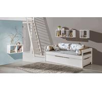 MINIO Lit d'adolescent avec deux couchages et coussins PARIS BORIS 2 Pin blanc