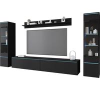 Minio, Meuble-paroi "VEVE 2", suspendu, debout, 4 éléments, noir graphite couleur