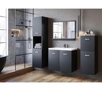 Minio, meubles de salle de bain, salle de bains, ensemble de 4 pièces "MOLO", avec lavabo, noir graphite couleur